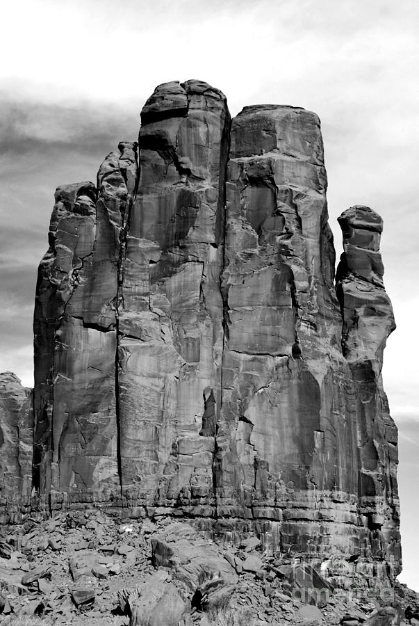 Monument Valley Sandstone Formation The Hand Black and White Conte Crayon Digital Art Digital Art by Shawn OBrien