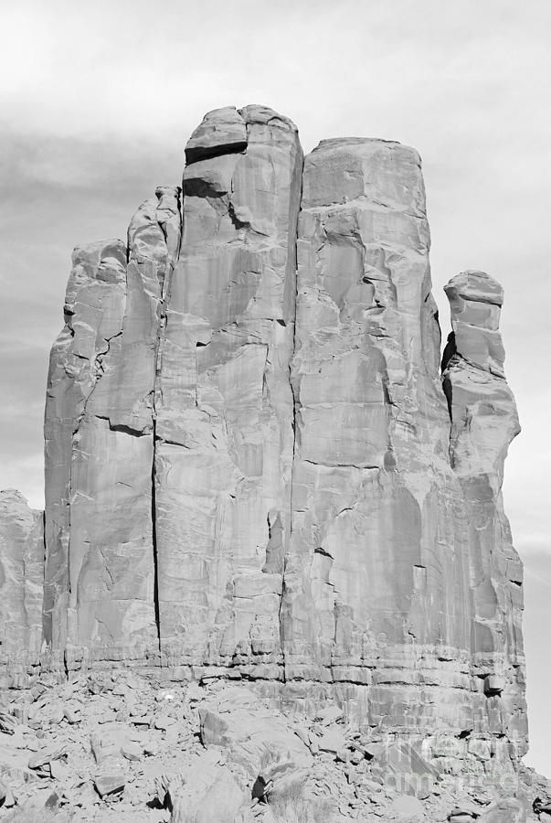 Monument Valley Sandstone Formation The Hand Black and White Photograph by Shawn OBrien