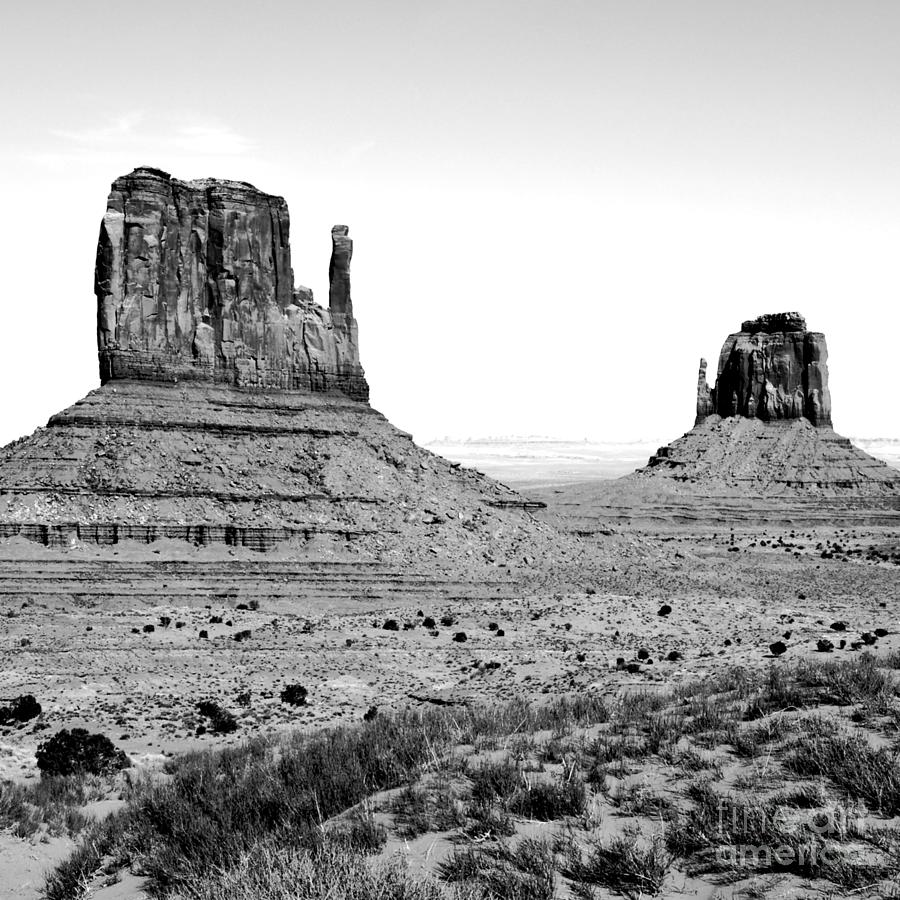 Monument Valley Sandstone Monoliths aka the Mittens BW Conte Crayon Digital Art Square Format Digital Art by Shawn OBrien