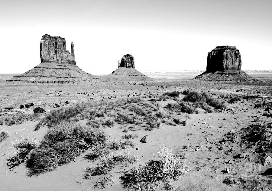Monument Valley Sandstone Monoliths Scenic Landscape Black and White Conte Crayon Digital Art Digital Art by Shawn OBrien