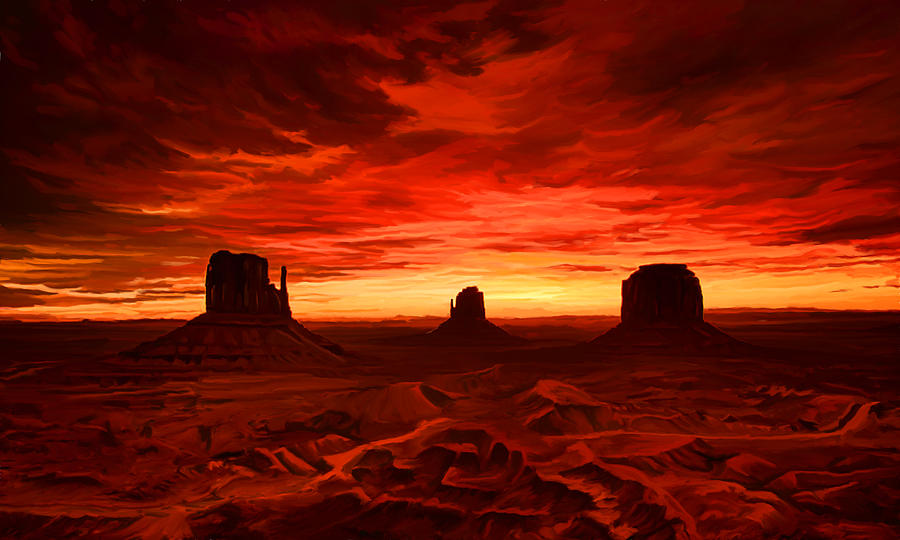 Monument Valley Sunset Painting by Tim Gilliland