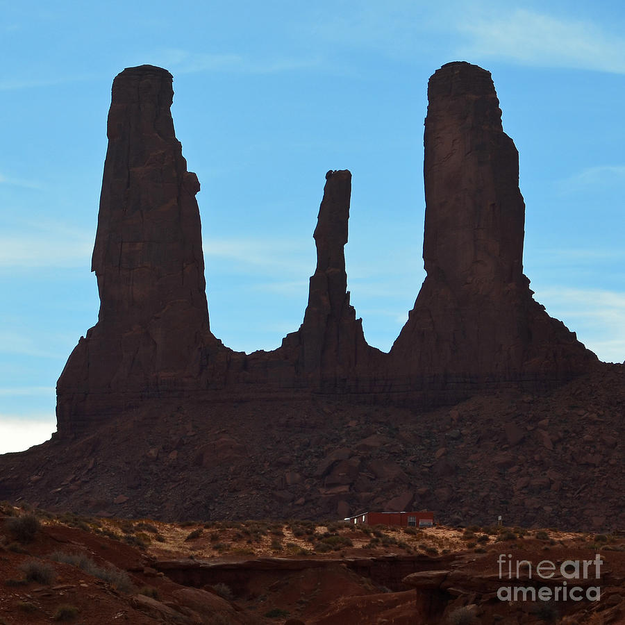 Monument Valley Three Sisters Formation Square Format Photograph by Shawn OBrien
