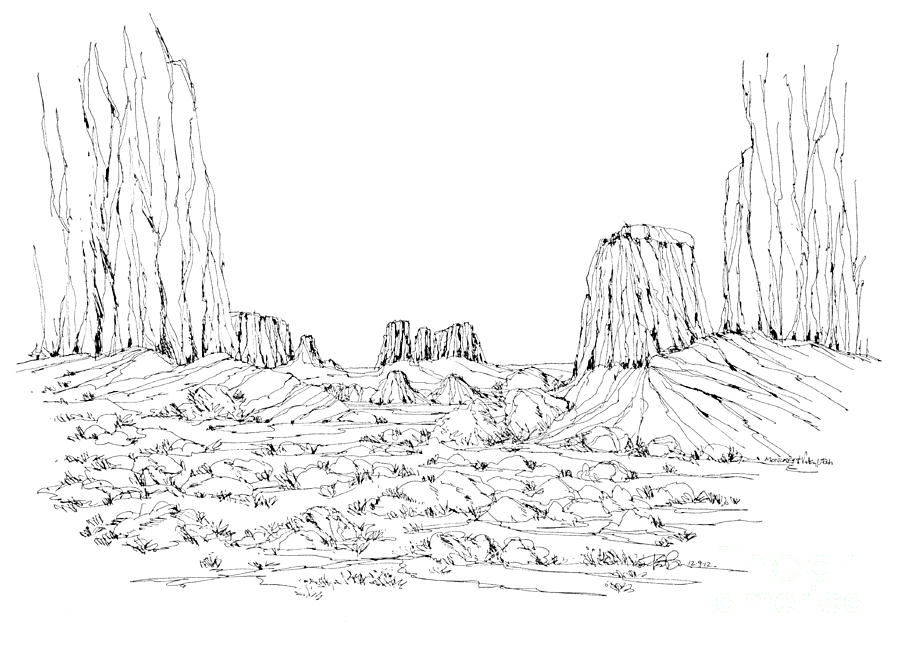 Monument Valley Utah Drawing by Robert Birkenes
