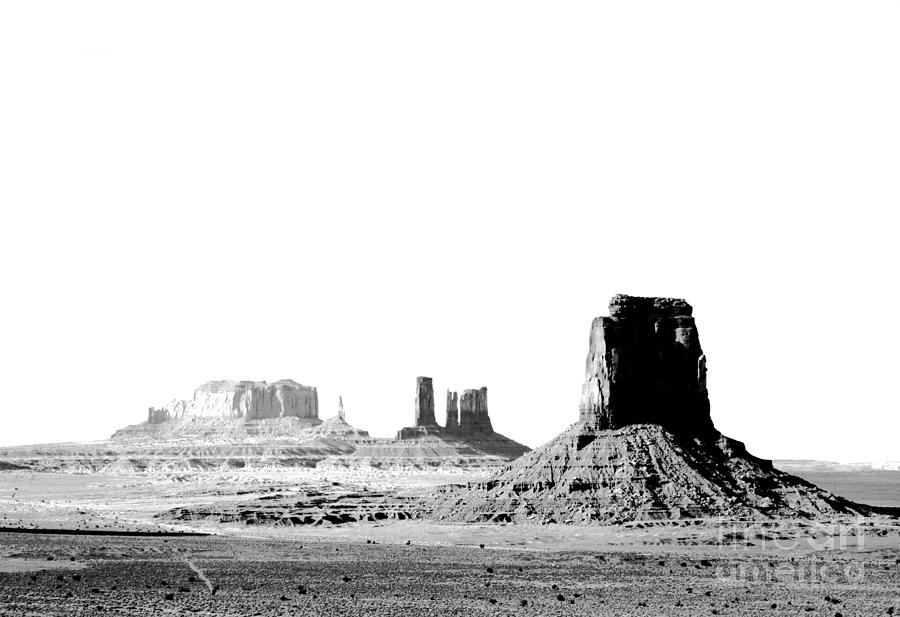 Monument Valley Utah Sanstone Monoliths Rising Up Above Desert Floor BW Conte Crayon Digital Art Digital Art by Shawn OBrien