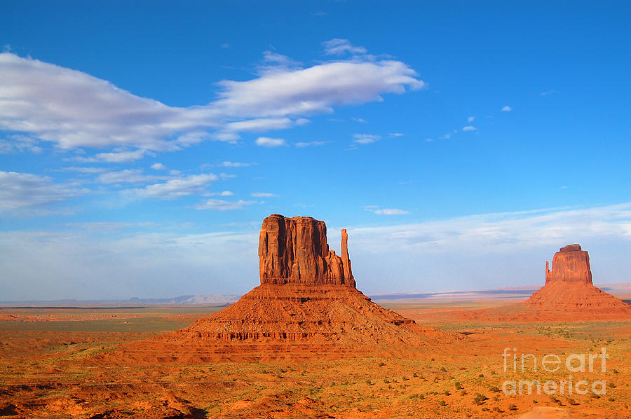 Monument Valley West and East Mittens Photograph by Debra Thompson