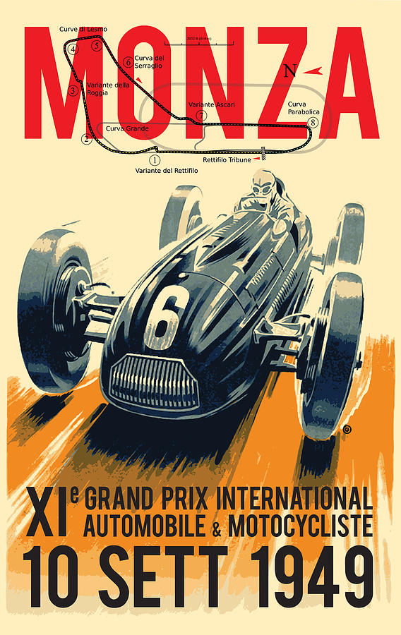 Typography Digital Art - Monza Grand Prix by Gary Grayson