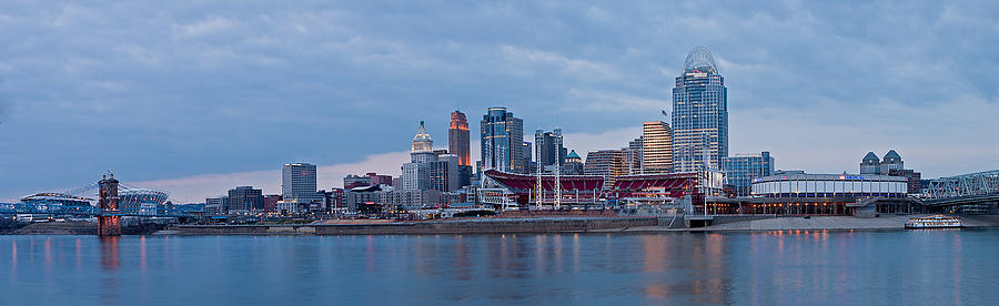 Mood Blue Cincinnati Skyline Photograph by Randall Branham