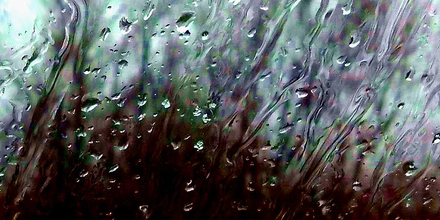Abstract Photograph - Moody Blues Rain on the Window Series 2 Abstract Photo by Marianne Dow