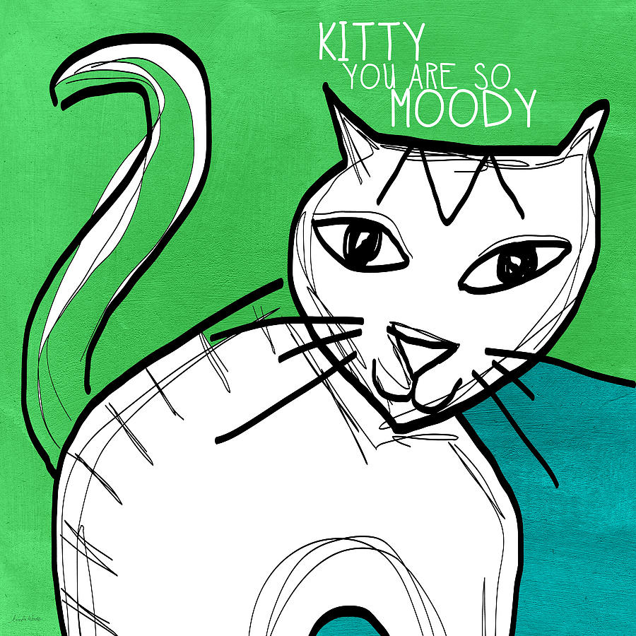 Moody Cat- pop art Painting by Linda Woods