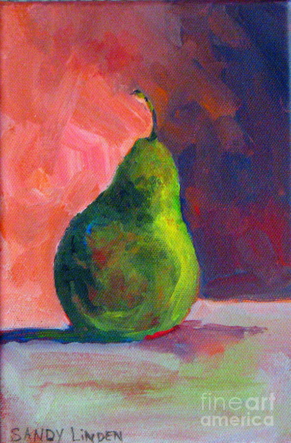 Moody Pear Painting by Sandy Linden