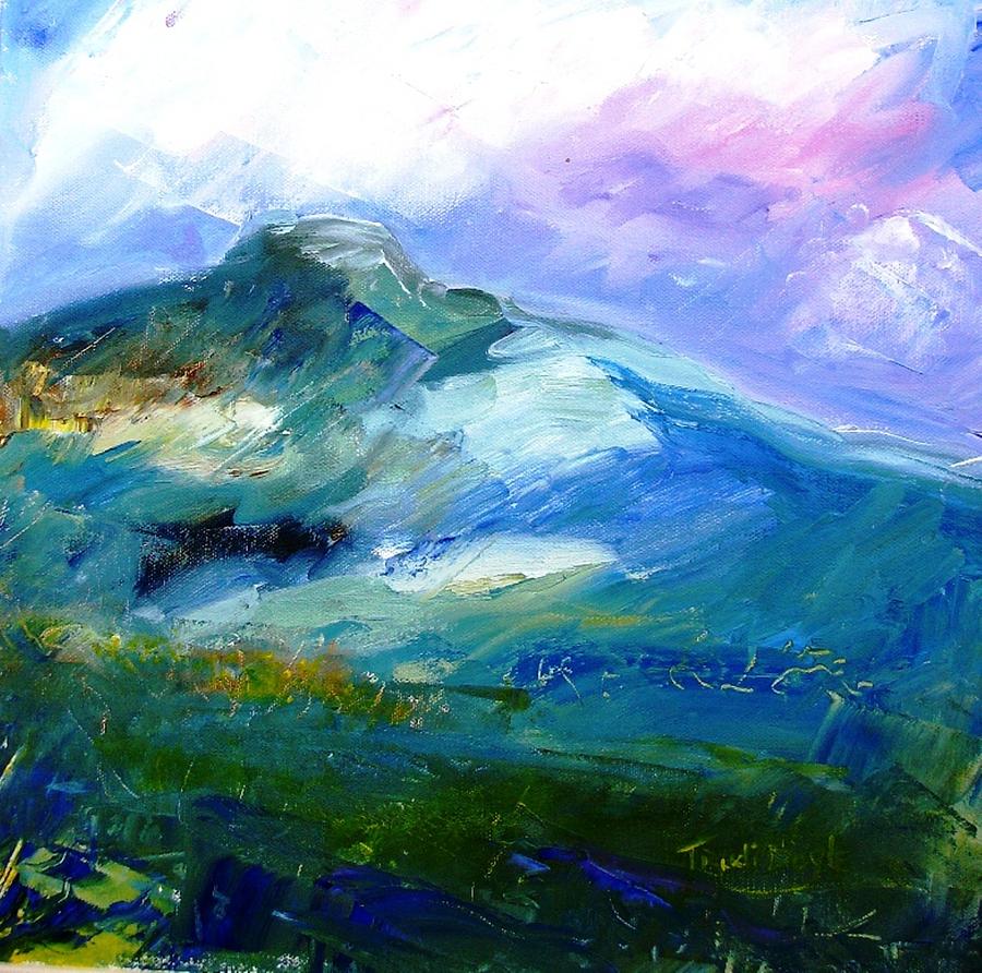 Moody Sky over Eagle Hill in Spring  Painting by Trudi Doyle
