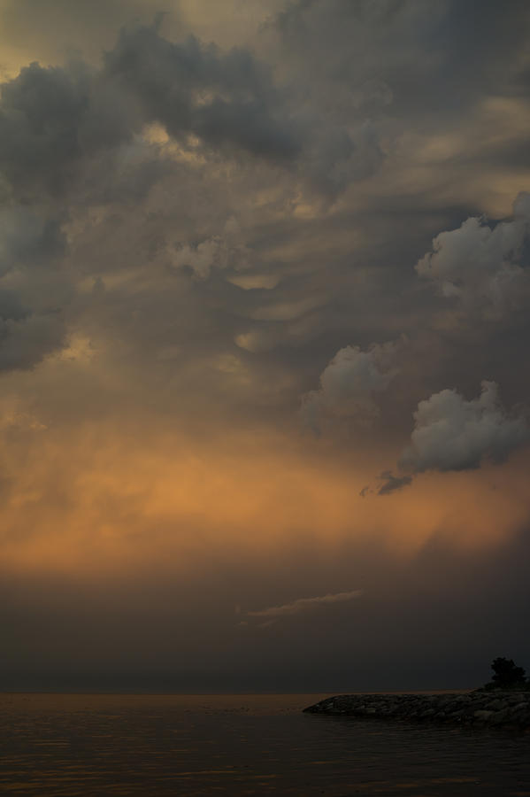 Moody Storm Sky Over Lake Ontario in Toronto Photograph by Georgia Mizuleva