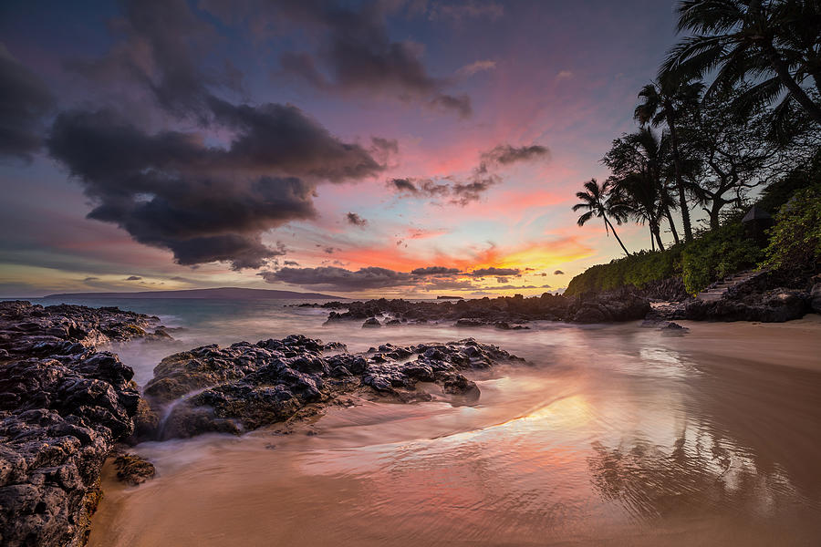 Sunset Photograph - Moody sunset at Secret Cove Maui by Pierre Leclerc Photography