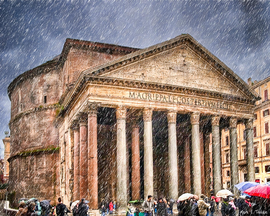 Moody Winter Day At The Ancient Pantheon - Rome Photograph by Mark Tisdale