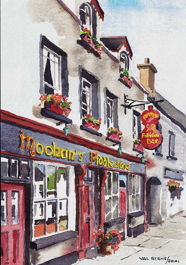 Moohans Fidddlestone Bar,  Belleek,  Co. Fermanagh Painting by Val Byrne
