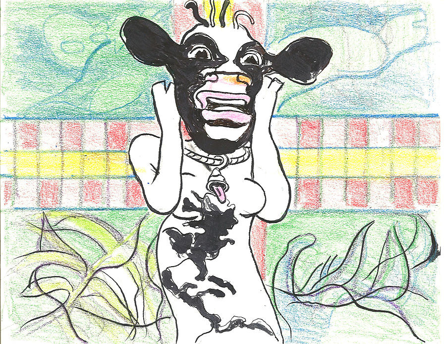 MooMA/Cow Scream Drawing by Kippax Williams