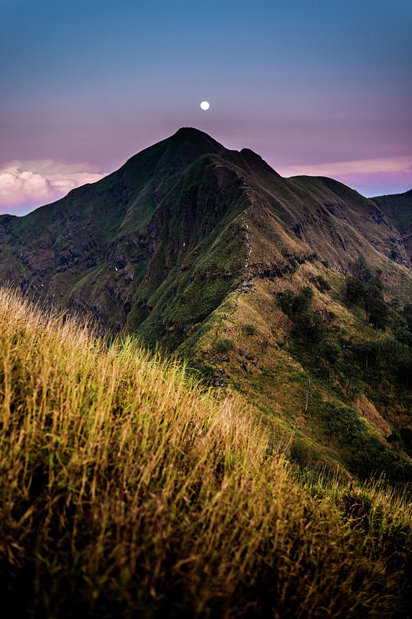 Moon Above A Mountain Top In Beautiful Photograph by Avalanchezfoto