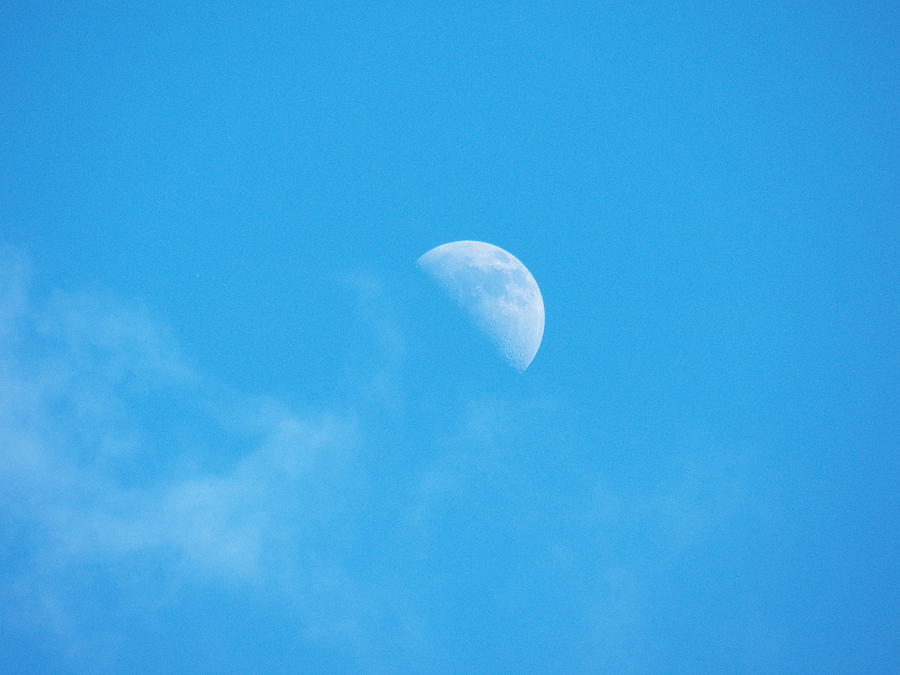 Moon and Blue Sky Photograph by Corinne Elizabeth Cowherd