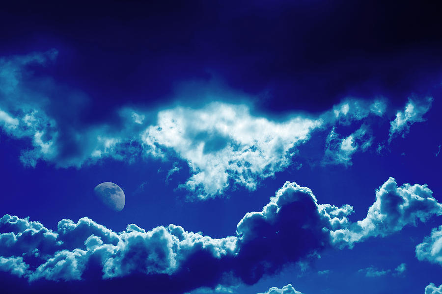 Moon and clouds Photograph by Steve Ball