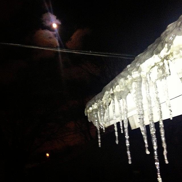 Moon And Icicles Photograph by Sjeannep Peters