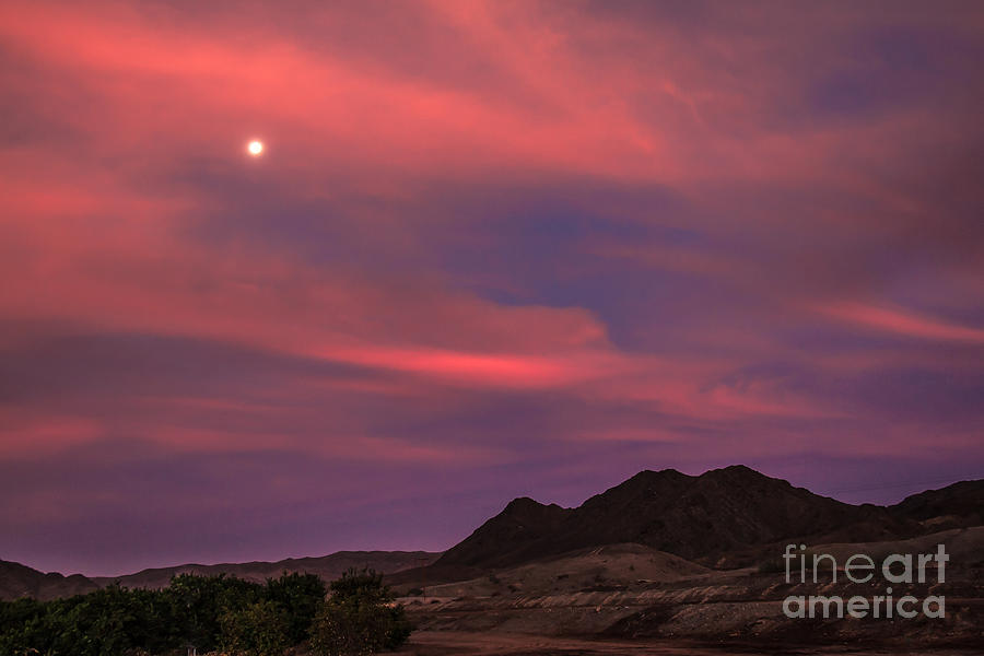 Sunset Photograph - Moon And Sunrise by Robert Bales