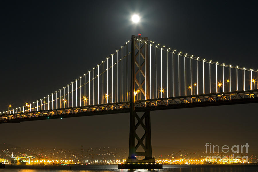 Moon Atop the Bridge Photograph by Kate Brown