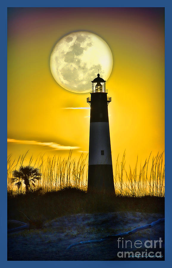 Moon Behind Tybee Lighthouse Photograph by Linda Olsen