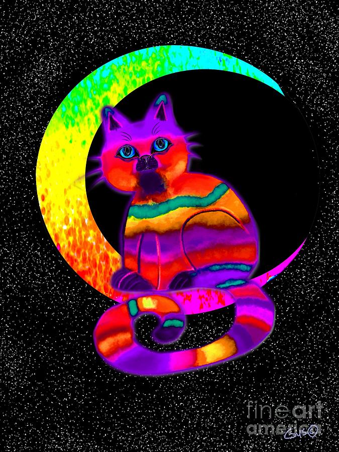 Moon Cat Painting by Nick Gustafson