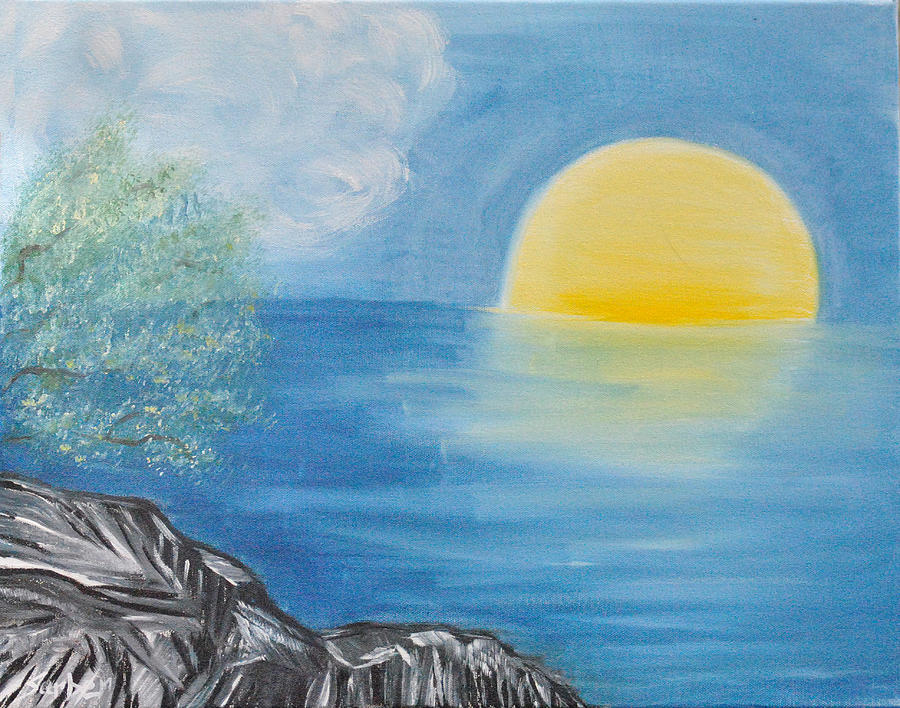 Moon Eaten by the Water Painting by Suzanne Surber