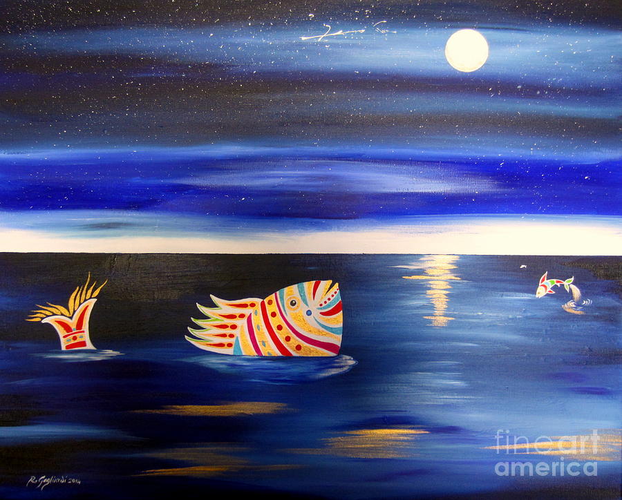 Moon Fish Painting by Roberto Gagliardi