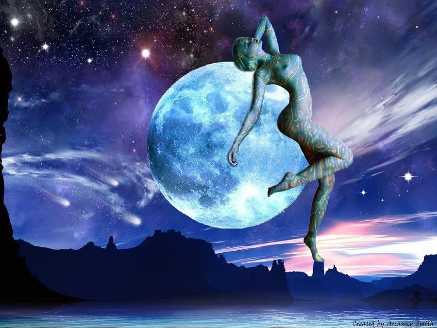 Moon Girl Digital Art by Arcanico Luca Smith Acquaviva