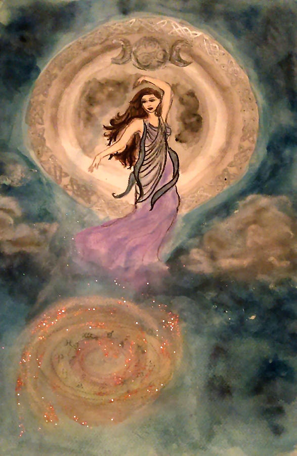 Moon Mixed Media - Moon Goddess by Jennie Hallbrown