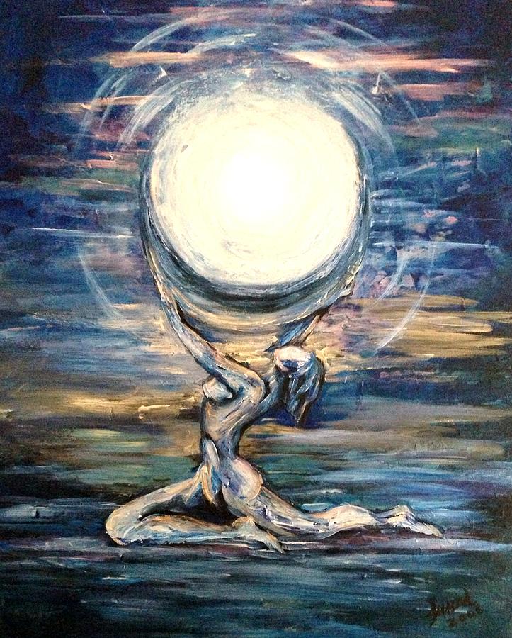 Moon Goddess Painting by Karen  Ferrand Carroll