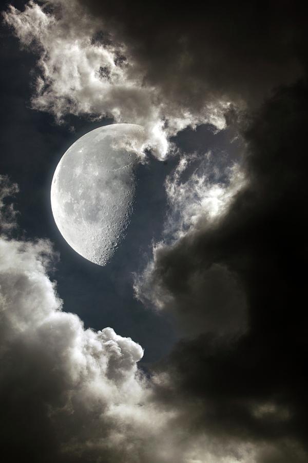 Moon In Cloudy Sky Photograph by Detlev Van Ravenswaay