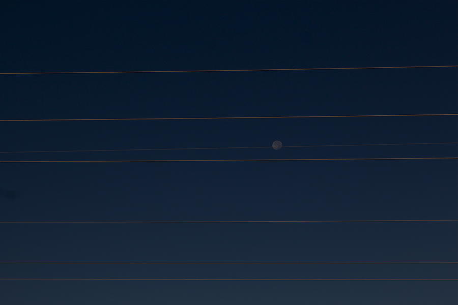 Moon In the Wires Photograph by Bill Wiebesiek