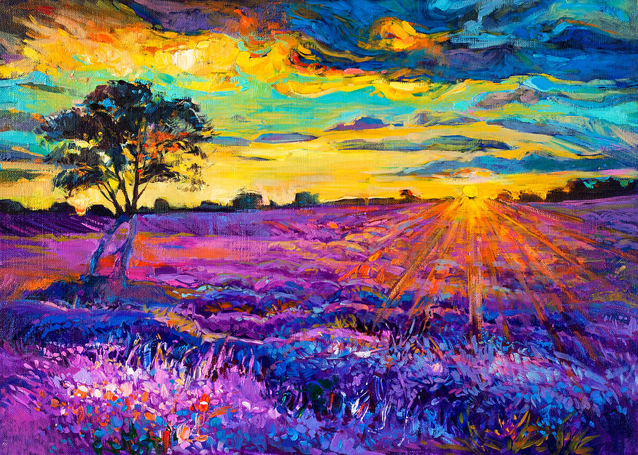 Abstract Painting - Lavender Field by Ivailo Nikolov