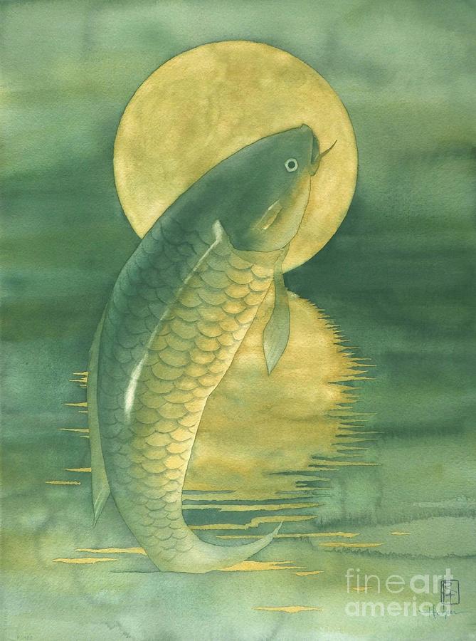 Moon Koi Painting by Robert Hooper