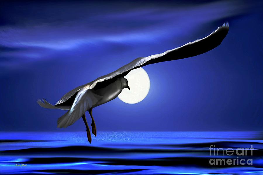 Seagull Digital Art - Moon Launch by Dale   Ford