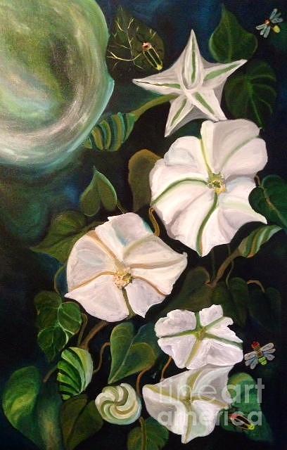 moon and flower painting