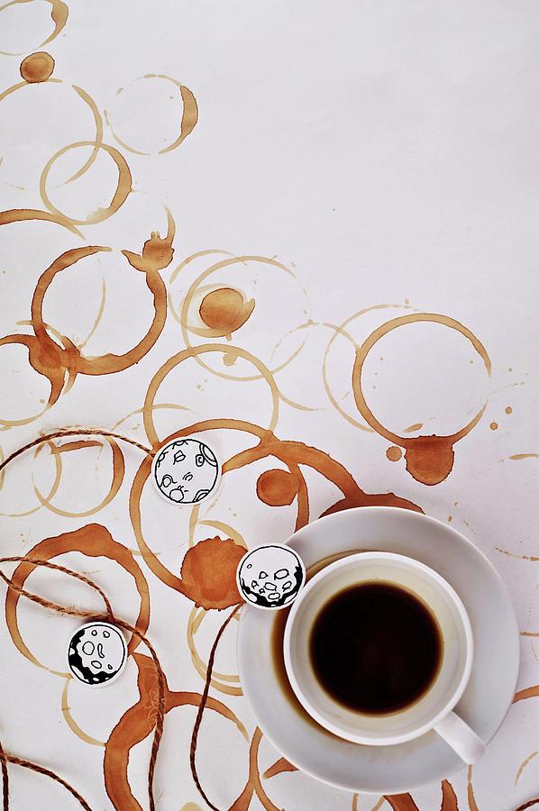 Coffee Photograph - Moon Map by Dina Belenko