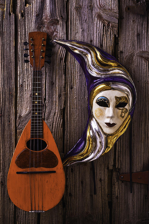 Moon Mask And Mandolin Photograph by Garry Gay