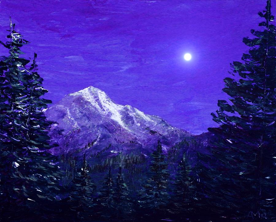 Winter Painting - Moon Mountain by Anastasiya Malakhova