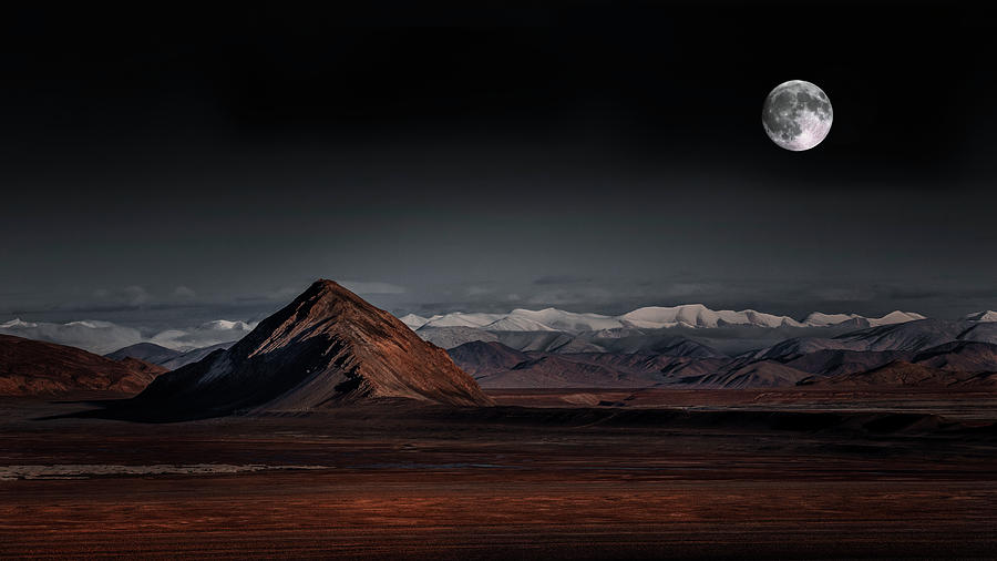 Mountain Photograph - Moon Night by Selinos