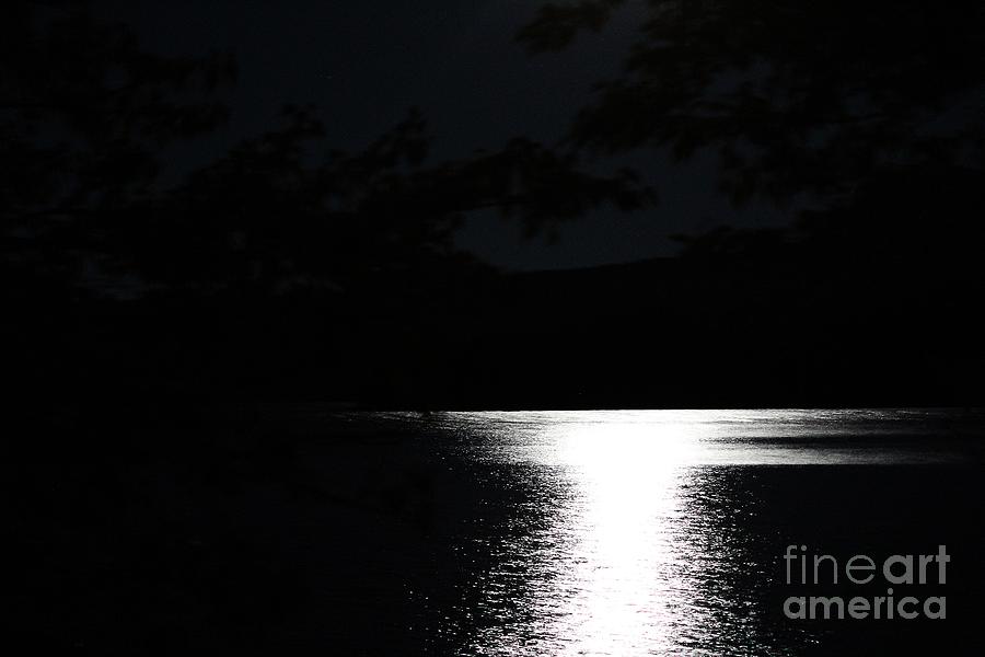 Moon on Waterton Lake Photograph by Ann E Robson