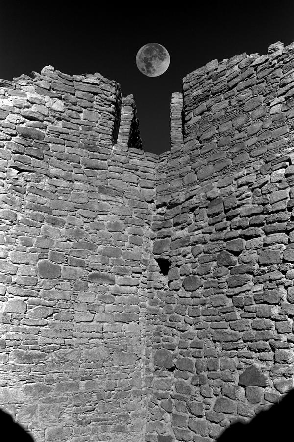 Black And White Photograph - Moon Over Aztec by Jerry McElroy
