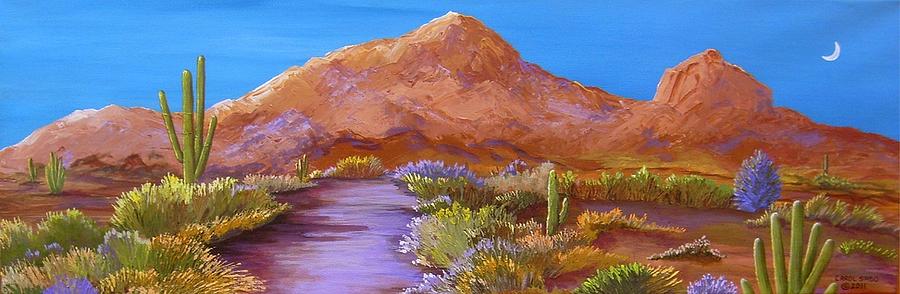 Moon Over Camelback Painting by Carol Sabo