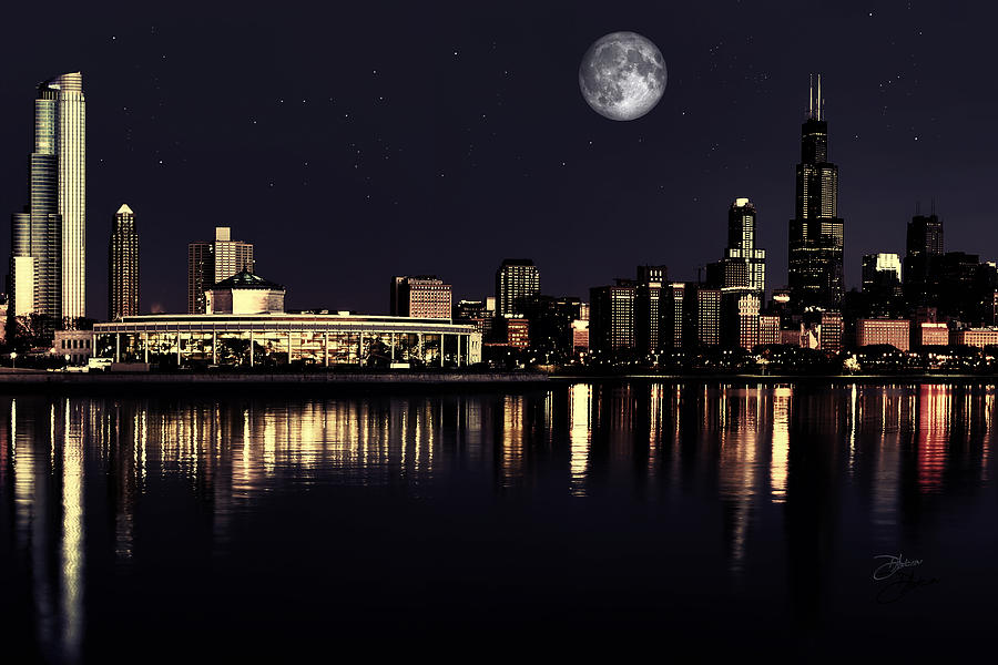 Moon Over Chicago Photograph by Dancin Artworks Pixels