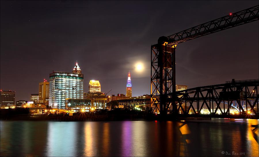 Moon over Cleveland Photograph by Daniel Behm
