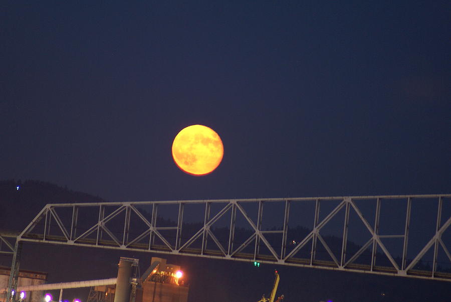 Bridge Photograph - Moon Over Longview Bridge by Brian Liga