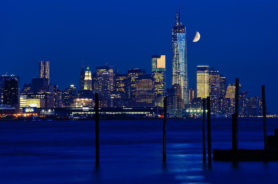 Moon Over Manhattan Photograph by Mitchell R Grosky